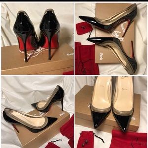 Christian Louboutin Paulina 100 Black Patent Pumps